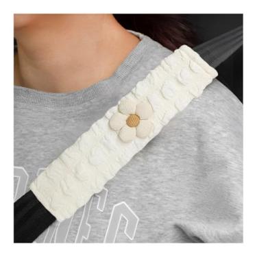 Imagem de MUQIDA 2 peças de capas de cinto de segurança de carro, lindo cinto de segurança de flor protetor de almofada de pescoço, almofada macia para cinto de segurança universal capa de cinto de segurança