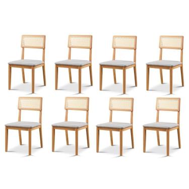 Imagem de Kit com 8 Cadeiras de Jantar Ava com Encosto de Telinha Cinza