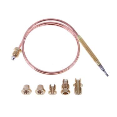 Imagem de Peças de reposição termopar a gás universal para lareira e fogão a - 1-5 unidades, 60 cm/120 cm comprimento com 5 componentes fixos para queimador aquecimento(60cm 1PCS)