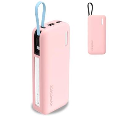 Imagem de KONXISA Capa para CUKTECH CP25 Power Bank 45W 20000mAh, capa protetora de silicone macio, leve, resistente a quedas e poeira, rosa
