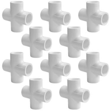 Imagem de Pacote com 10 conectores de encaixe de PVC cruzados de 2,5 cm, cruzamento de 4 vias, 2,5 cm, encaixes de cotovelo de grau de mobiliário para prateleira de PVC DIY, móveis, jardim, barraca de conexão