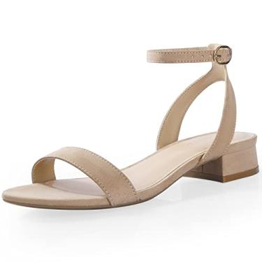 Imagem de Ankis Sandálias femininas pretas nude brancas vermelhas confortáveis para caminhada com tiras abertas sandálias femininas elegantes verão 2,5 cm salto baixo plano ajustável tira no tornozelo ampla