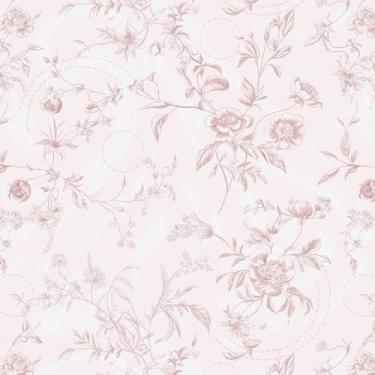 Imagem de Ismoon Papel de parede floral adesivo rosa adesivo em papel de parede vintage francês para armário texturizado papel de parede autoadesivo removível decoração de prateleira de rolo de vinil, 44 x 497
