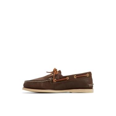 Imagem de Sperry Sapato náutico masculino dourado autêntico original com 2 furos, Marrom, 41