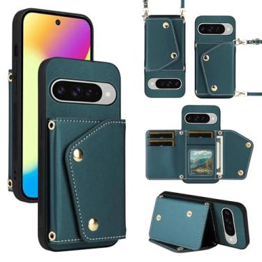 Imagem de Dibosom Capa carteira de luxo para Google Pixel 10/10 Pro 5G com 5 compartimentos para cartão fina e alça de ombro, suporte para cartão de crédito de couro PU para Pixel10 10Pro Ten mulheres homens