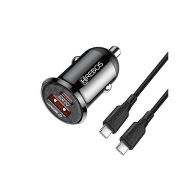 Imagem de Kit Carregador Veicular Mini 20w Turbo Android iPhon 15 Duplo USB Type