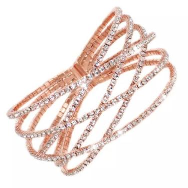 Imagem de Long tiantian Conjunto de pulseiras de pérolas para mulheres, multicamadas, cristal, strass, pulseira, braceletes com contas elásticas para dama de honra, noiva, joias de festa, adjustable, Liga, outro