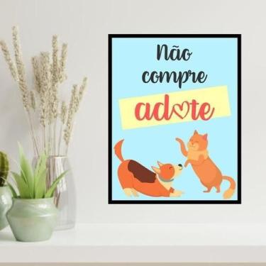 Imagem de Quadro Não Compre, Adote 33X24Cm - Com Vidro - Quadros On-Line