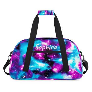 Imagem de Bolsa esportiva personalizada, nebulosa, galáxia, universo, com nome, bolsa de dormir personalizada, bolsa de fim de semana, bolsa de treino para dança, balé, academia, ginástica, mala, viagem