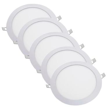 Imagem de Kit 5 Luminária Plafon Led Redondo Embutir 24W 6500K - Noll