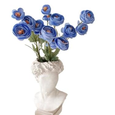 Imagem de 10 Ramos De Flor Artificial Cerejeira Grande Flor De Pêssego Decoração De Casamento 60cm E 120cm(4 UNIDADE-58CM-AZUL(16 FLORE))