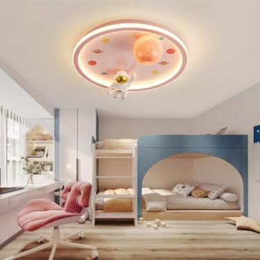 Imagem de Luminária de teto moderna para quarto de bebê com LED e controle remoto, abajur de vidro em estilo nórdico criativo de 50 cm, ideal para sala de estar, restaurante e banheiro (Rosa)