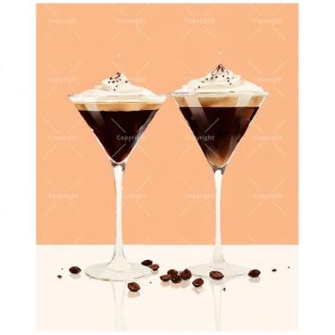 Imagem de TAOPAOLAB Kit de pintura de alimentos e bebidas por números para adultos - DIY Espresso Martini com cobertura creme pintura em tela 30 x 40 cm, conjunto de tinta acrílica emoldurada para iniciantes