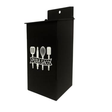 Imagem de Puxa Saco MDF Organizador de Sacolas para Cozinha, Marrom, 30 x 12 x 10,5 cm, Suporte de Parede para Armazenamento de Sacos Plásticos (Preto)