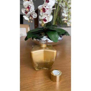 Imagem de Frasco Difusor de Aromas 250ml X Gold – Vidro Dourado Perolado com Tampa Luxo para Varetas | Aromatizador Ambiente Elegante
