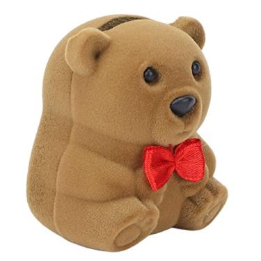 Imagem de Caixa de anel de urso marrom, armazenamento de joias, simples, retrô, pequeno, organizador requintado para mães, esposas, filhas, amigos, presente, material flocado, cor marrom 55