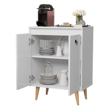 Imagem de Aparador Buffet com Pés Palito Retrô – Cantinho do Café para Sala de Estar ou Jantar(BRANCO)
