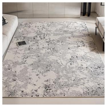 Imagem de SPXMQSS Tapetes grandes para sala de estar, tapetes antiderrapantes macios de polipropileno para sala de estar, resistente à água e a manchas para quarto, sala de jantar, escritório, cinza C 200 x 340