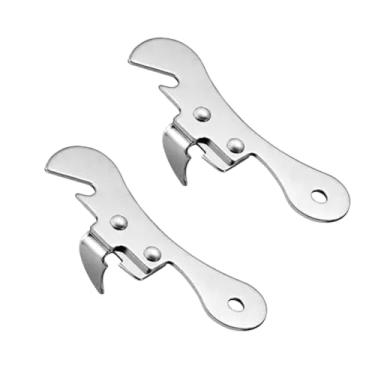 Imagem de 2 peças de aço inoxidável prata abridor de latas manual acessórios de cozinha multifuncionais, abridores de latas manuais, manual