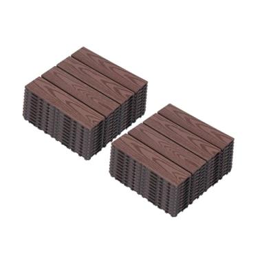 Imagem de Azulejos de deck compostos, tapetes interligados com resistente ao desgaste antiderrapante para terraço terraço varanda 30 cm x 30 cm B2 22 peças