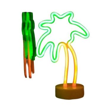 Imagem de Luz Noturna LED Neon De Flamingo, Árvore De Coco E Cacto, Luminária De