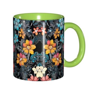 Imagem de Zeraoke Canecas de café criativas com estampa azul floral, personalizadas, presente para família, tamanho de 325 ml, unissex