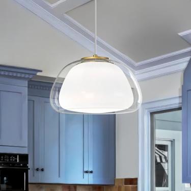 Imagem de FDPBY Luminárias Pendentes Modernas De Vidro Transparente, Iluminação Teto Para Ilha Cozinha, Fonte Led, Acabamento Dourado, Lustre Criativo, Sala Jantar, Quarto, Corredor (1 Pacote)