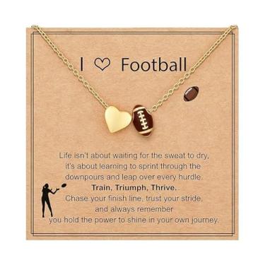 Imagem de HETICA Colar de futebol, basquete, softbol, vôlei, futebol feminino, esportivo, coração, coleção, acessórios esportivos, joias, presente de Natal, Medium, Latão, Sem Pedra Preciosa