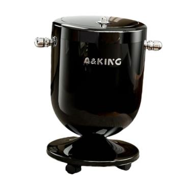 Imagem de DimyFew Lixeira com Rodas, Decorativa, 15L, Móvel, com Tampa, Ideal para Banheiro, Trailer e Sala de Estar, Preto