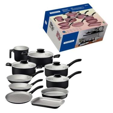 Imagem de Jogo Panelas 10 Peças Preta Alumínio Antiaderente Tramontina StarflonM