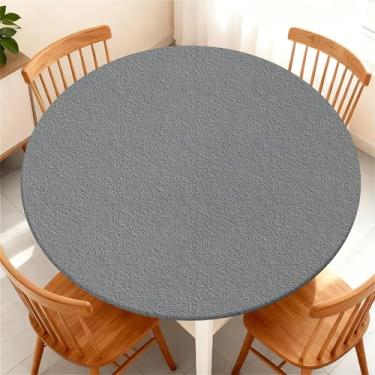 Imagem de Yesad Toalha de mesa redonda com borda elástica para mesa redonda de até 134 a 152 cm, capa de mesa impermeável para acampamento, interior, exterior, férias, verão, cinza