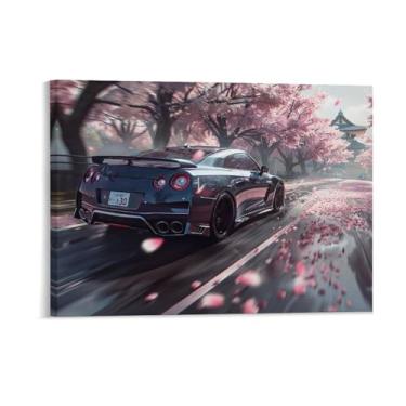 Imagem de HouLaiZhe R35 Carro Esportivo Flor de Cerejeira Posters Tela Estética Sala Decoração de Parede Impressões Galeria Sala Decoração de Parede para Quarto Sala de Estar Escritório 18 x 24 polegadas (45 x