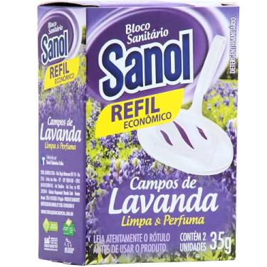 Imagem de Sanol Bloco Sanitário Refil Para Vaso Sanitário Campos De Lavanda 2 X 35 G Roxo
