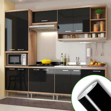 Imagem de Adesivo Preto Brilho Envelopamento Decoração Móveis 3m x 60cm - BG Ade