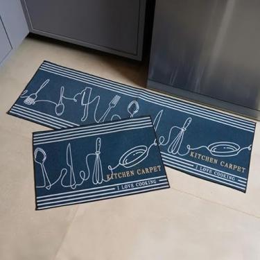 Imagem de Tapete para Cozinha Passadeira Kit 2 Peças Belga Emborrachada Antiderrapante – Estilo e Segurança para Seus Pisos(Kit Passadeira Passadeira azul)