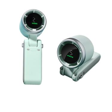 Imagem de Tangxi Ventilador Turbo Portátil Portátil, Mini Ventilador Dobrável Com Tecnologia Air Turbo, Operado por Bateria, 5 Velocidades, Ventilador Pessoal Com Display Digital e Cordão (Verde claro)