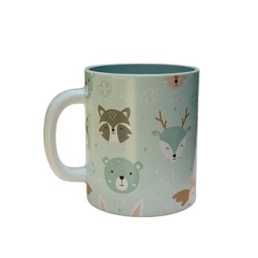 Imagem de Caneca Xícara de Café Porcelana 300ml Com Design Infantil de Animais da Floresta