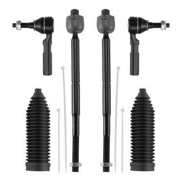 Imagem de BDFHYK Kit de terminais de haste de direção de 6 peças compatíveis com Chrysler 300 2005-2010, 2*Inner-EV80702, 2*Outter-ES3571, 2*capa contra poeira