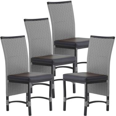 Imagem de 4 Cadeira Corda Náutica Saia Longa Cozinha área Edícula Prata