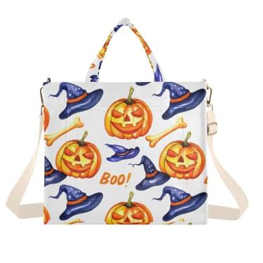 Imagem de Burbuja Sacola feminina com elementos de Halloween em aquarela, bolsa tiracolo de veludo cotelê para compras, trabalho, viagens, Elementos de Halloween em aquarela, Small