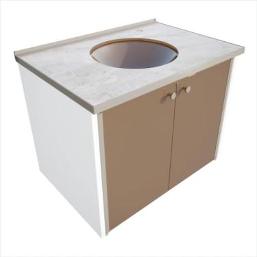 Imagem de Gabinete Para Banheiro com Cuba e Válvula Cromada, Cris Fênix Marmo - Cris Metal (60cm)