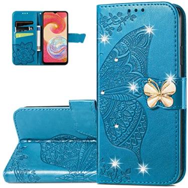 Imagem de Monwutong Capa carteira de telefone para Samsung Galaxy A04e, estampa de borboleta 3D, couro PU, capa flip com suporte com fecho magnético e compartimentos para cartões de dinheiro, coldre para Galaxy