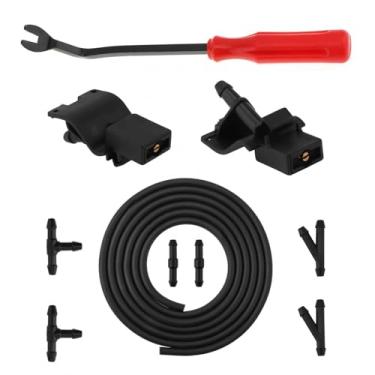 Imagem de Ocotope 85381-12300 Kit de bocal de lavagem de para-brisa compatível com Toyota Camry Corolla RAV4 Highlander 4Runner Lexus RX350 LS460-2 bocais, mangueira 2M, 6 conectores e ferramentas incluídos
