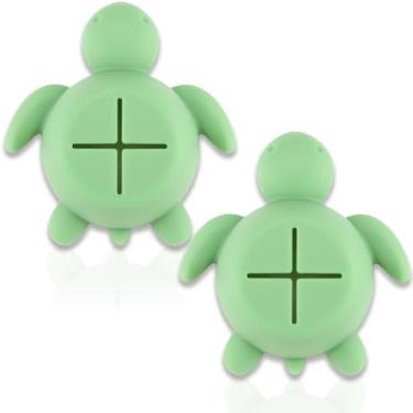 Imagem de Pacote com 2 porta-toalhas engraçadas sem broca de tartaruga marinha, ganchos de ventosa de silicone para chuveiro, parede de banheiro, cozinha, armário de trailer, presentes de agradecimento para