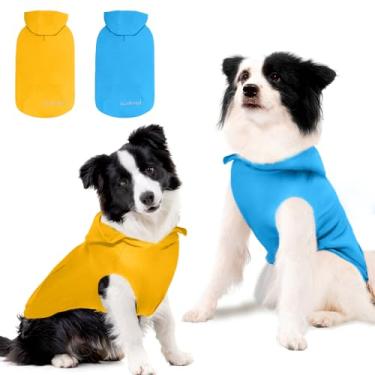 Imagem de Kickred 2 peças de moletom com capuz para cães, colete de primavera com chapéu, bolso e orifício para trela, roupas básicas para animais de estimação, moletons com capuz para cães pequenos, médios e