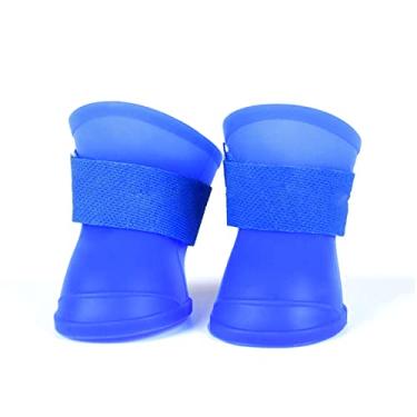 Imagem de Sapatos para Pets Botas de Cão Silicone Anti-Derrubamento Ajustáveis Tempo Chuva e Neve