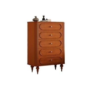 Imagem de Cômodas Cômoda com 5 gavetas para quarto, cômoda moderna de 48" altura, organizadores armazenamento madeira meados do século alças metal e pernas maciça