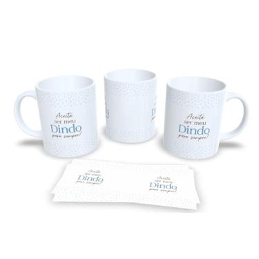 Imagem de Caneca de Cerâmica Personalizada Dinda eu amo você, Design Floral com Coração, Branca (4)