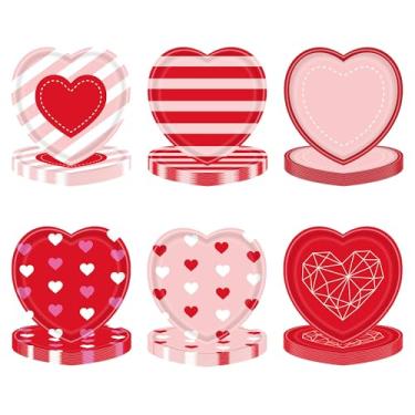 Imagem de Conjunto de pratos e guardanapos para o dia dos namorados, 60 peças, utensílios de jantar de coração vermelho, decorações de dia dos namorados para festa