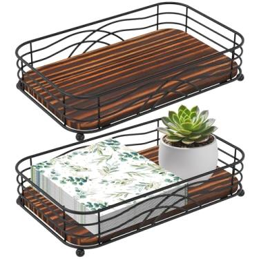 Imagem de 2 peças porta-guardanapos de banheiro, papel dobrado descartável e bandeja de suporte de toalha de mão para convidados, organizador de vaidade com fundo antiderrapante, mesa de cozinha, 23,6 cm x 16,5